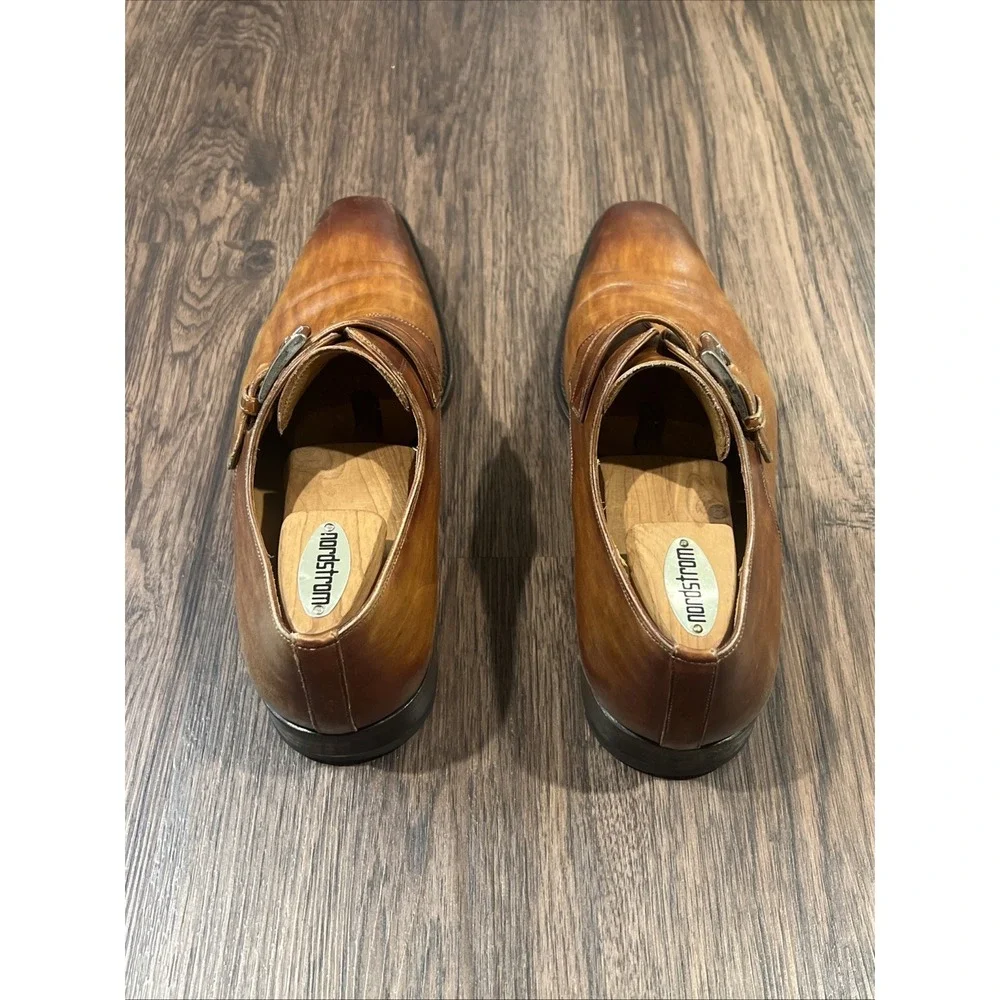 Magnanni Marco Monk Strap Dress Shoes Brown Leather Made Spain Men Size 10.5M